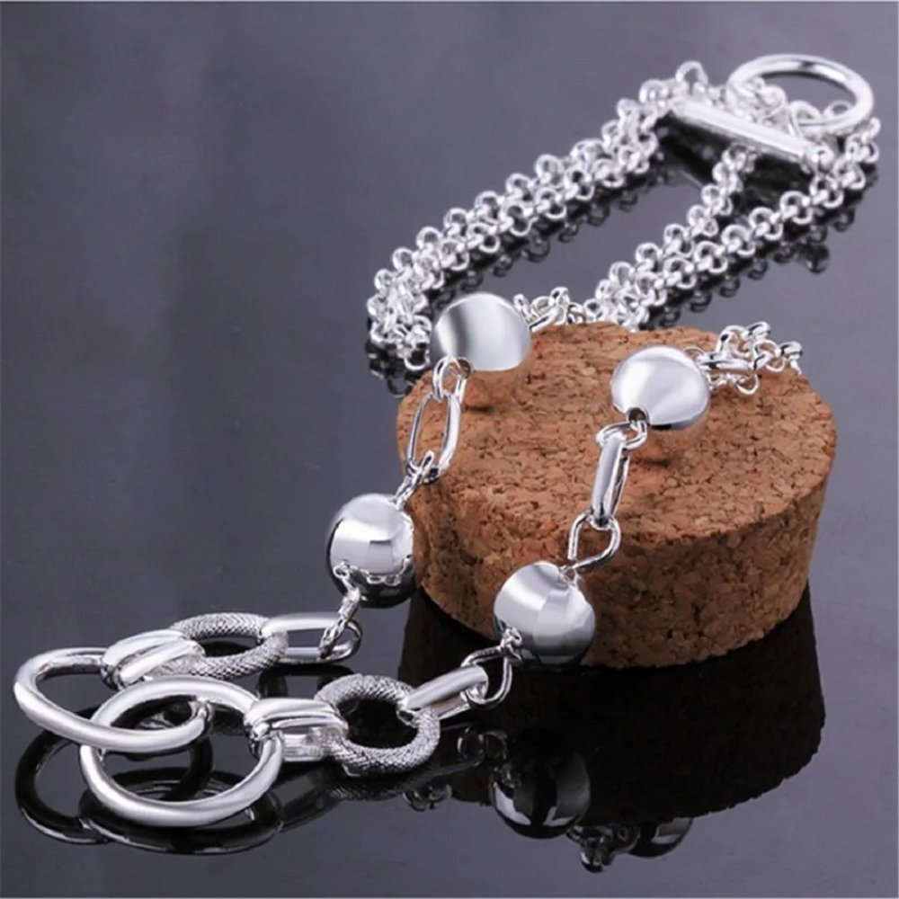 Gorgeous Circles & Beads w/Toggle 7.5 Inch Long Bracelet - Picture 5 of 6
